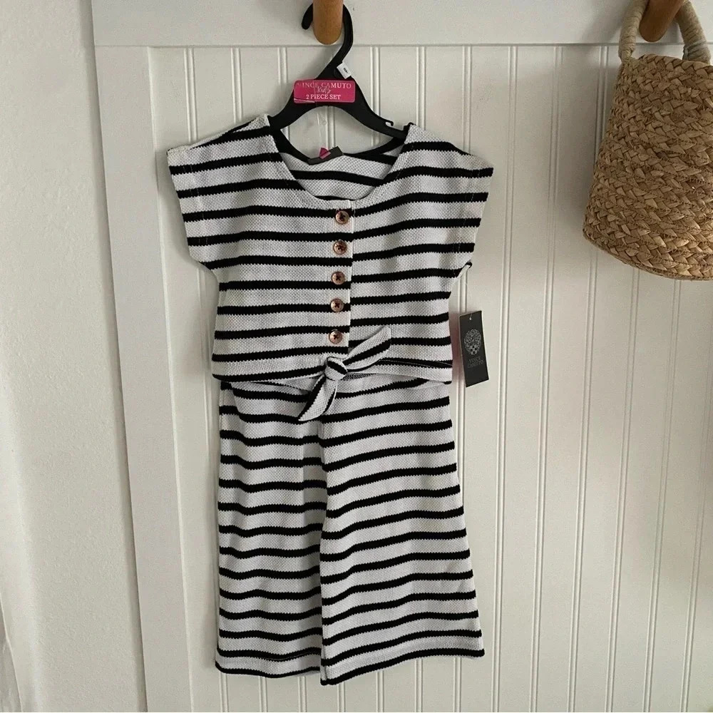 Vince Camuto Kids Black & White Striped Top and Pants 2PC Set 2T NWT
